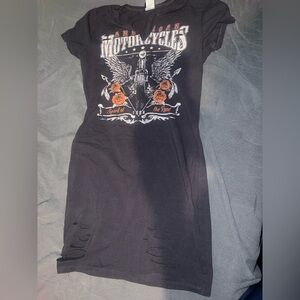 Windsor grey Graphic Tee Dress with Motorcycle Print